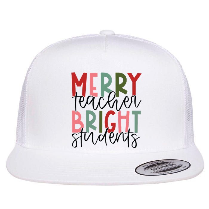 Merry Teacher Bright Students Christmas Teacher Flat Bill Trucker Hat