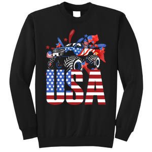 Monster Truck Boy USA American Flag July 4th Sweatshirt