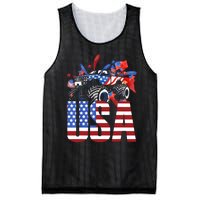 Monster Truck Boy USA American Flag July 4th Mesh Reversible Basketball Jersey Tank