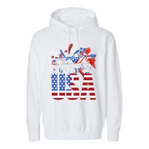 Monster Truck Boy USA American Flag July 4th Garment-Dyed Fleece Hoodie