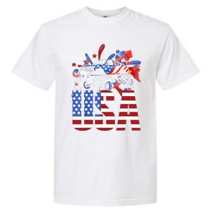 Monster Truck Boy USA American Flag July 4th Garment-Dyed Heavyweight T-Shirt