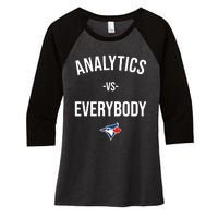 Megzmurr Toronto Blue Analytics Vs Everybody Women's Tri-Blend 3/4-Sleeve Raglan Shirt