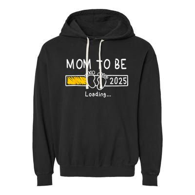 Mom To Be 2025 Loading Mom Est 2025 Promoted To Mommy Garment-Dyed Fleece Hoodie