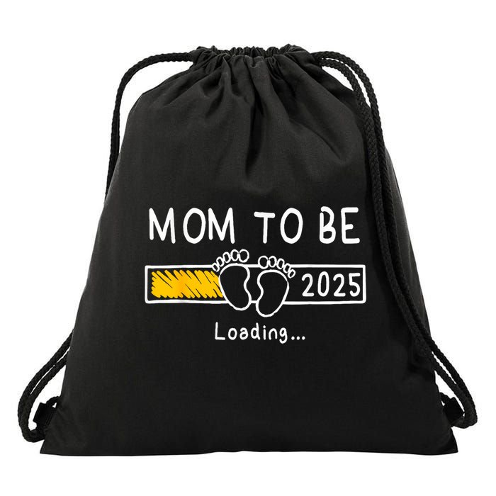 Mom To Be 2025 Loading Mom Est 2025 Promoted To Mommy Drawstring Bag