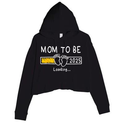 Mom To Be 2025 Loading Mom Est 2025 Promoted To Mommy Crop Fleece Hoodie