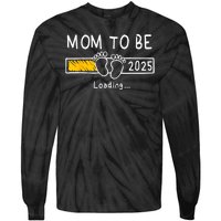 Mom To Be 2025 Loading Mom Est 2025 Promoted To Mommy Tie-Dye Long Sleeve Shirt