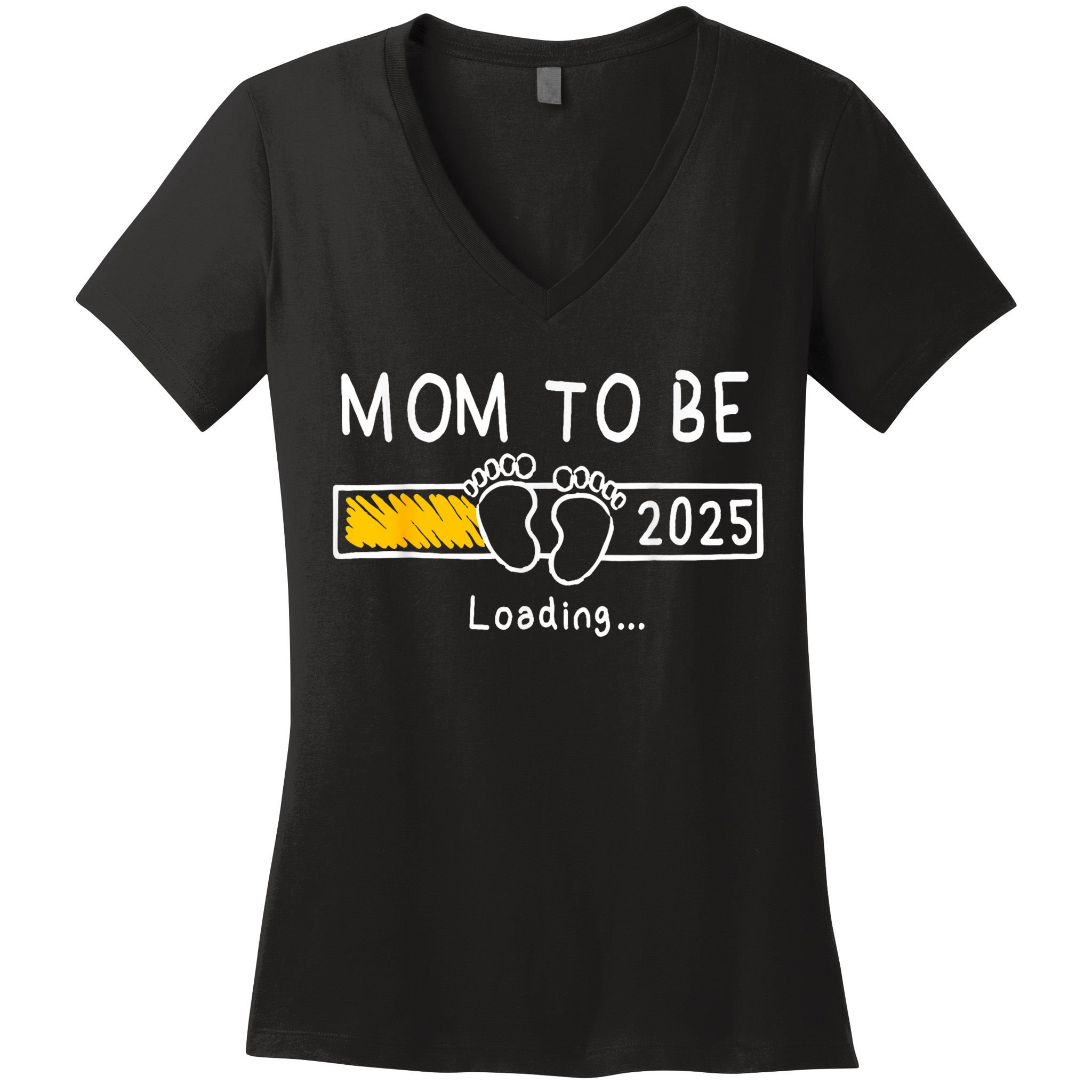 Mom To Be 2025 Loading Mom Est 2025 Promoted To Mommy Women's V-Neck T-Shirt