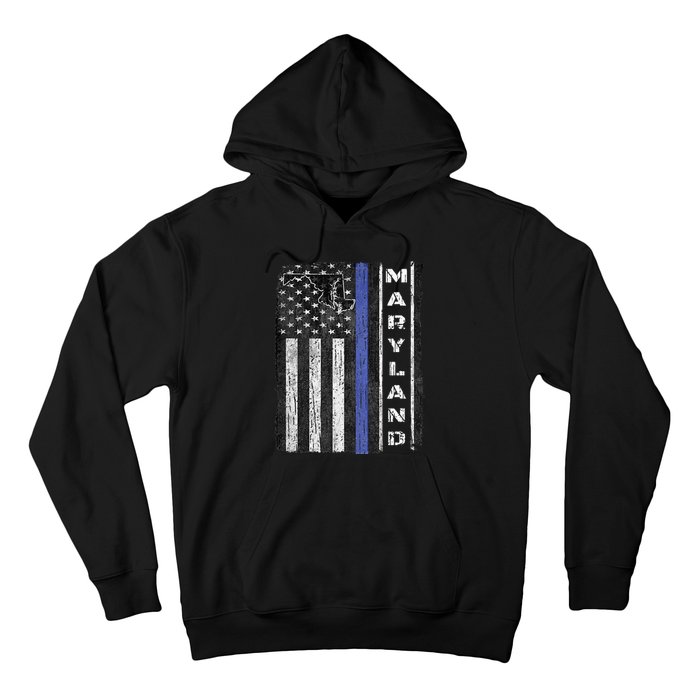 Maryland Thin Blue Line Police Week USA Flag Gift Men Hoodie