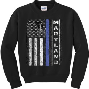 Maryland Thin Blue Line Police Week USA Flag Gift Men Kids Sweatshirt