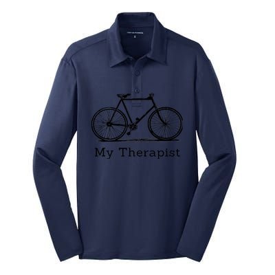 My Therapist Bicycle Funny Bike Riding Rider Cycling Silk Touch Performance Long Sleeve Polo