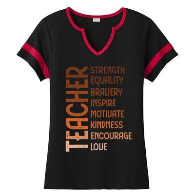 Melanin Teacher Black History Month Juneteenth Black  Ladies Halftime Notch Neck Tee