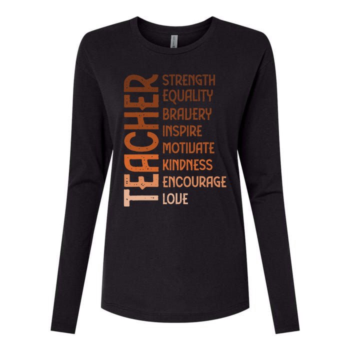 Melanin Teacher Black History Month Juneteenth Black  Womens Cotton Relaxed Long Sleeve T-Shirt