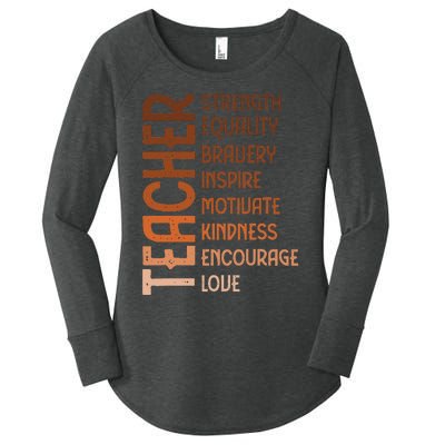 Melanin Teacher Black History Month Juneteenth Black  Women's Perfect Tri Tunic Long Sleeve Shirt