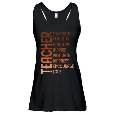 Melanin Teacher Black History Month Juneteenth Black  Ladies Essential Flowy Tank