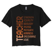 Melanin Teacher Black History Month Juneteenth Black  Women's Crop Top Tee