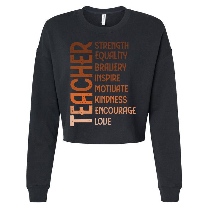 Melanin Teacher Black History Month Juneteenth Black  Cropped Pullover Crew