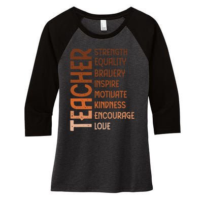 Melanin Teacher Black History Month Juneteenth Black  Women's Tri-Blend 3/4-Sleeve Raglan Shirt