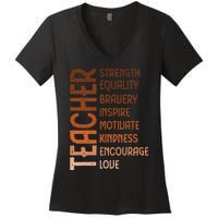 Melanin Teacher Black History Month Juneteenth Black  Women's V-Neck T-Shirt