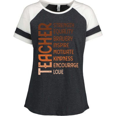 Melanin Teacher Black History Month Juneteenth Black  Enza Ladies Jersey Colorblock Tee