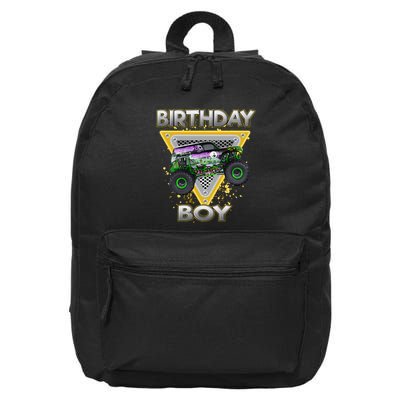 Monster Truck Birthday Boy Monster Truck Are My Jam Lovers 16 in Basic Backpack