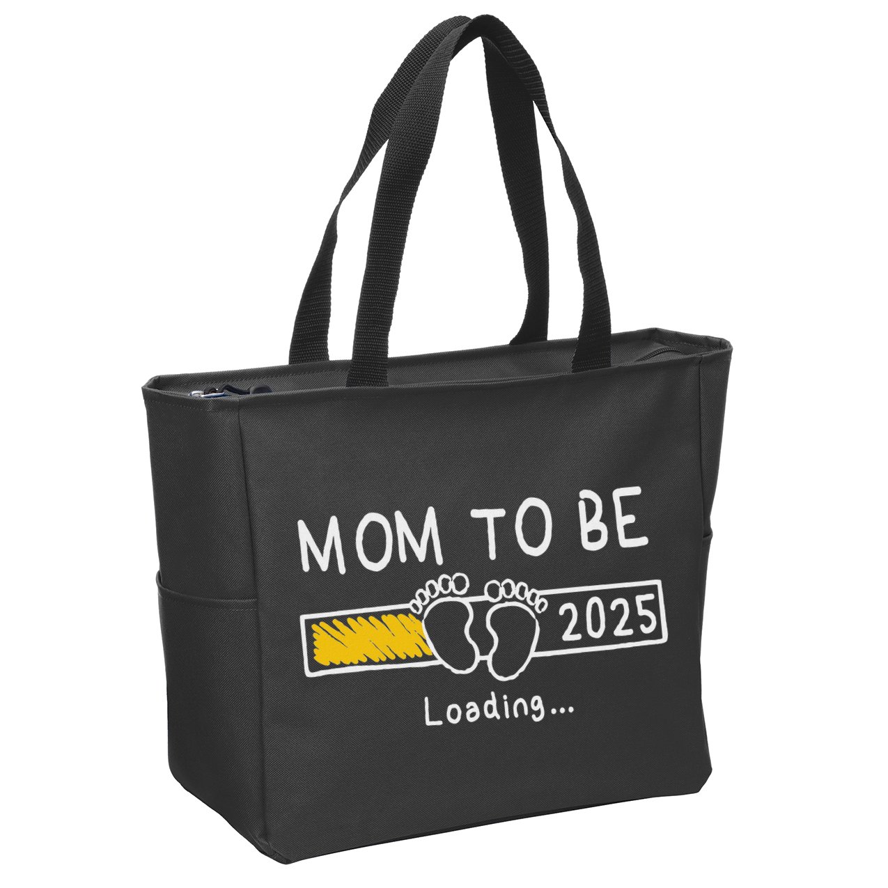 Mom To Be 2025 Loading Mom Est 2025 Promoted To Mommy Zip Tote Bag