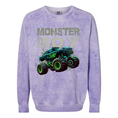 Monster Truck Boy Family Matching Monster Truck Lovers Colorblast Crewneck Sweatshirt