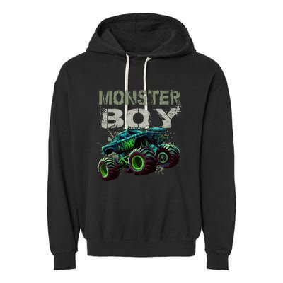 Monster Truck Boy Family Matching Monster Truck Lovers Garment-Dyed Fleece Hoodie