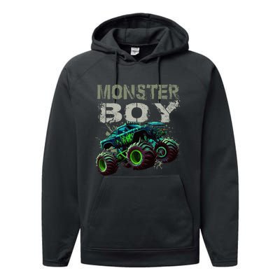 Monster Truck Boy Family Matching Monster Truck Lovers Performance Fleece Hoodie