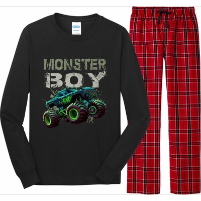 Monster Truck Boy Family Matching Monster Truck Lovers Long Sleeve Pajama Set