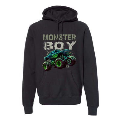 Monster Truck Boy Family Matching Monster Truck Lovers Premium Hoodie