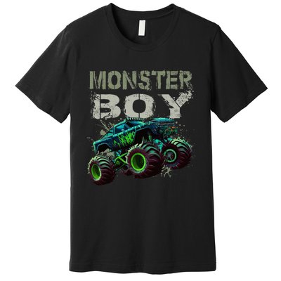 Monster Truck Boy Family Matching Monster Truck Lovers Premium T-Shirt