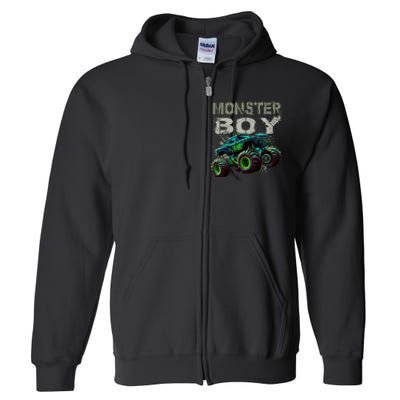 Monster Truck Boy Family Matching Monster Truck Lovers Full Zip Hoodie