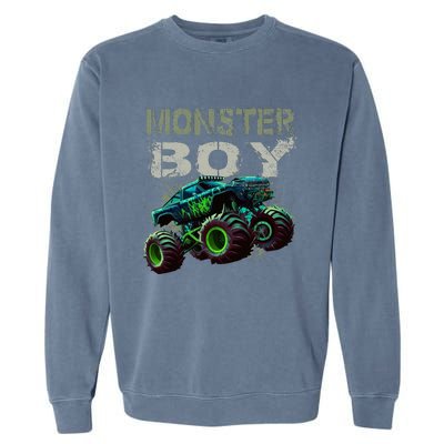 Monster Truck Boy Family Matching Monster Truck Lovers Garment-Dyed Sweatshirt