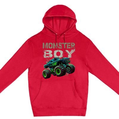 Monster Truck Boy Family Matching Monster Truck Lovers Premium Pullover Hoodie