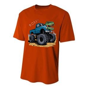 Monster Truck Boy Family Birthday Dino Trex Dinosaur Performance Sprint T-Shirt