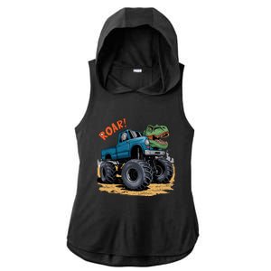 Monster Truck Boy Family Birthday Dino Trex Dinosaur Ladies PosiCharge Tri-Blend Wicking Draft Hoodie Tank