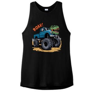 Monster Truck Boy Family Birthday Dino Trex Dinosaur Ladies PosiCharge Tri-Blend Wicking Tank