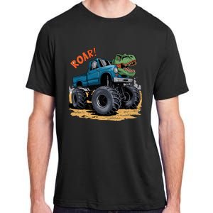 Monster Truck Boy Family Birthday Dino Trex Dinosaur Adult ChromaSoft Performance T-Shirt