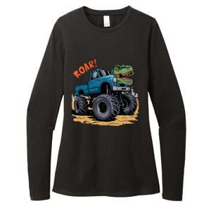 Monster Truck Boy Family Birthday Dino Trex Dinosaur Womens CVC Long Sleeve Shirt