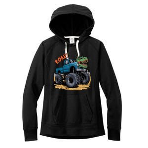 Monster Truck Boy Family Birthday Dino Trex Dinosaur Women's Fleece Hoodie