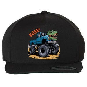 Monster Truck Boy Family Birthday Dino Trex Dinosaur Wool Snapback Cap