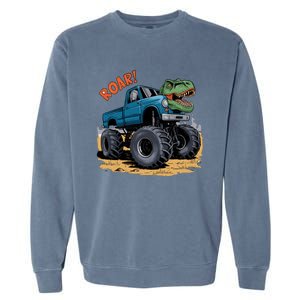 Monster Truck Boy Family Birthday Dino Trex Dinosaur Garment-Dyed Sweatshirt