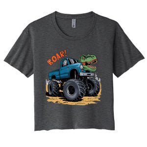 Monster Truck Boy Family Birthday Dino Trex Dinosaur Women's Crop Top Tee