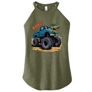 Monster Truck Boy Family Birthday Dino Trex Dinosaur Women's Perfect Tri Rocker Tank