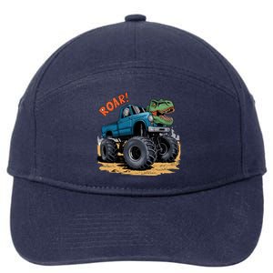 Monster Truck Boy Family Birthday Dino Trex Dinosaur 7-Panel Snapback Hat