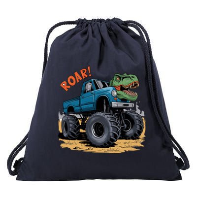 Monster Truck Boy Family Birthday Dino Trex Dinosaur Drawstring Bag