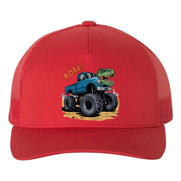 Monster Truck Boy Family Birthday Dino Trex Dinosaur Yupoong Adult 5-Panel Trucker Hat