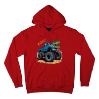 Monster Truck Boy Family Birthday Dino Trex Dinosaur Hoodie