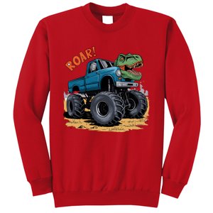 Monster Truck Boy Family Birthday Dino Trex Dinosaur Sweatshirt