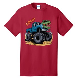 Monster Truck Boy Family Birthday Dino Trex Dinosaur Tall T-Shirt